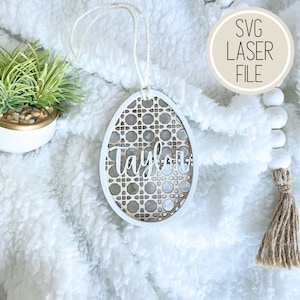 SVG Laser Cut File Rattan Egg Easter Basket Tags | Kids Easter | Digital File - GlowForge Tested