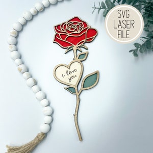 SVG Laser Cut File Valentine Flower Rose Gift  / Girlfriend/ Boyfriend Valentine Gifts / GlowForge Tested