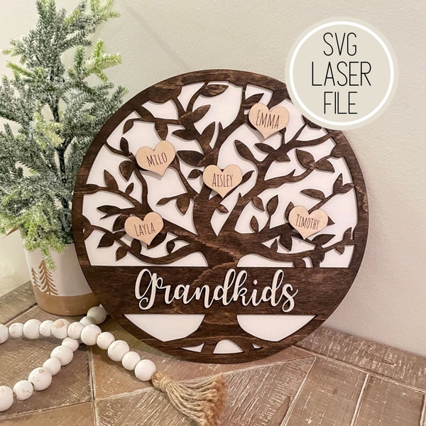 SVG Laser Cut File Grandkids Family Tree / Glowforge Tested