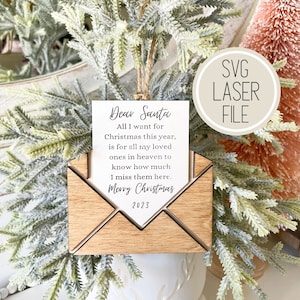 SVG Laser Cut Datei Liebes Santa Gedenkstätte Weihnachtsbrief Ornament | Erinnerungsgeschenke Ideen | Erinnerung | Gravur | Glowforge-getestet