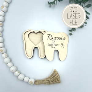 SVG Laser Cut Tooth Fairy Box | Layered Design | Children Gift Decor | Digital File - GlowForge Tested