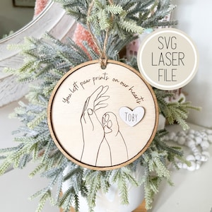 SVG Laser Cut File Memorial Cat Christmas Ornament / Engraved Heart / Pet Remembrance Gifts GlowForge Tested