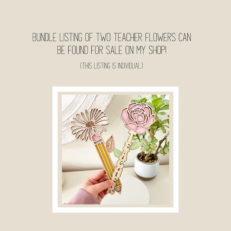 SVG Laser Cut File Teacher Pencil Flower | Customizable Name ...