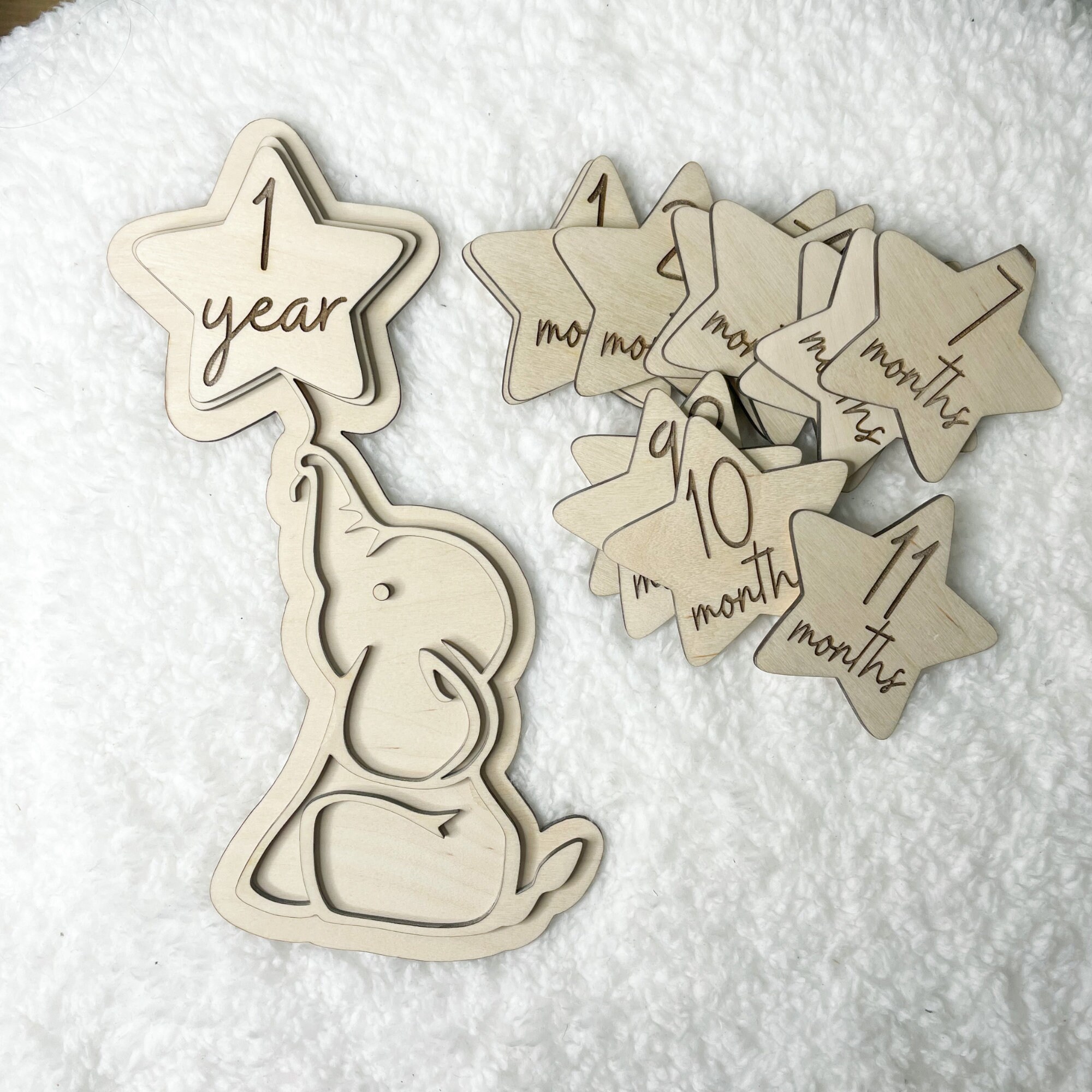 SVG Laser Cut File Elephant Stars Baby Milestone Interchangeable Sign ...