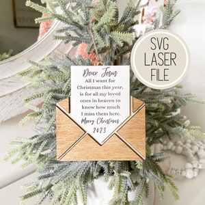 SVG Laser Cut Datei Lieber Jesus Gedenken Weihnachten Brief Ornament | Erinnerungsgeschenke Ideen | Erinnerung | Gravur | Glowforge-getestet