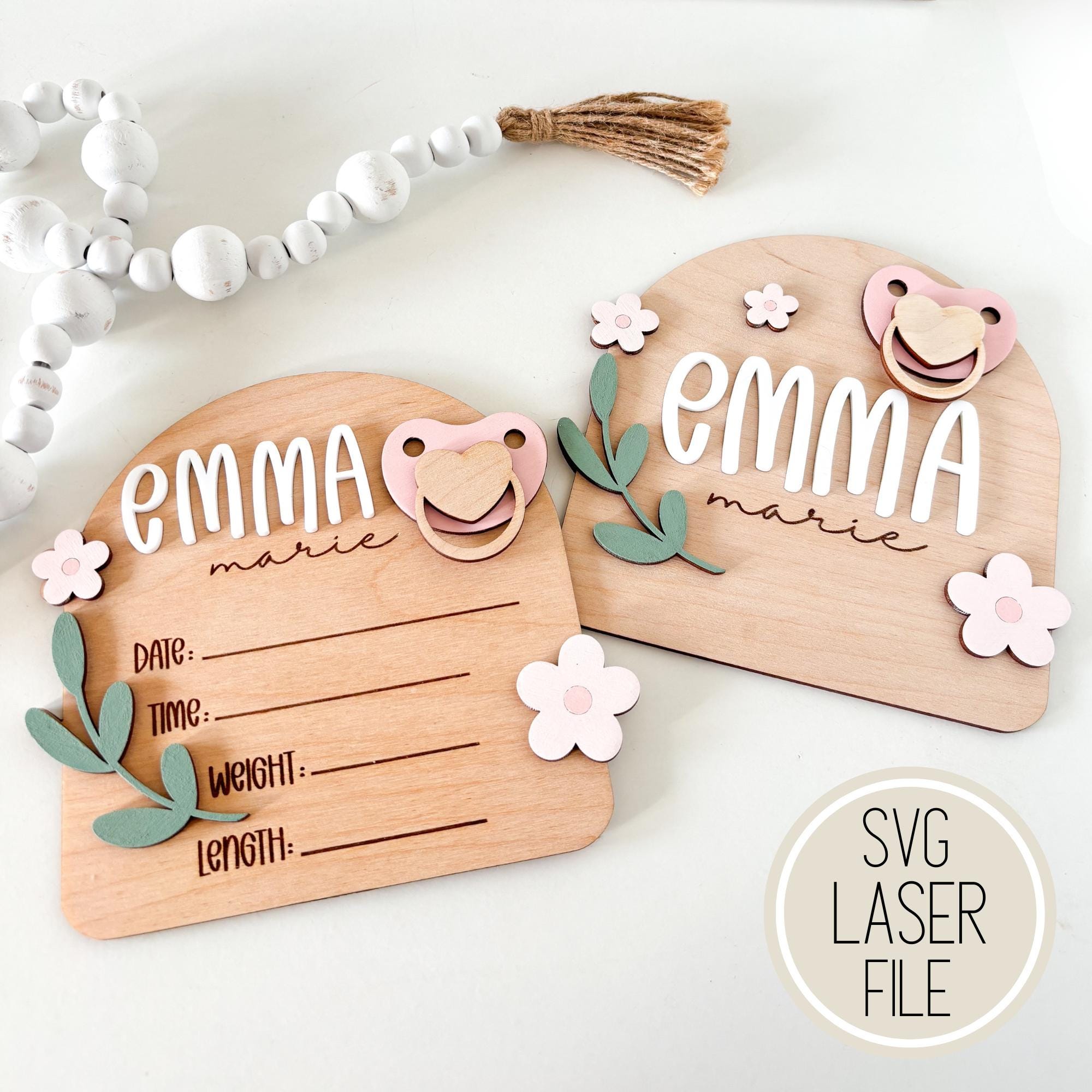 SVG File Baby Name Sign Bundle | Birth Stat Sign SVG | Hospital ...