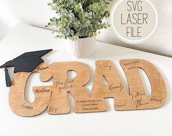 SVG Laser Cut File Graduation Signature Sign | Engrave File | Digital File - GlowForge Tested