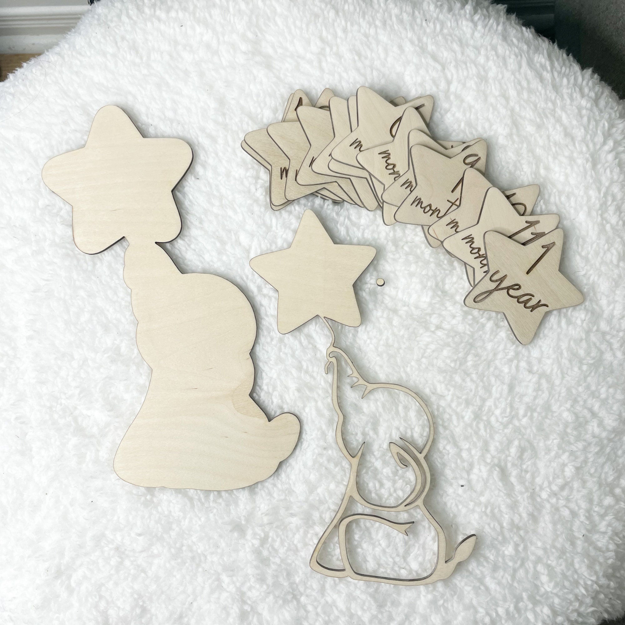 SVG Laser Cut File Elephant Stars Baby Milestone - Etsy Australia