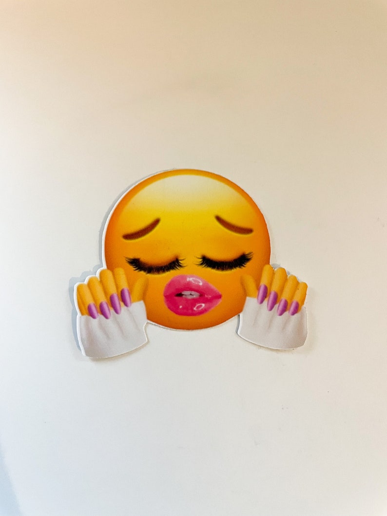 Funny Baddie Nails and Lips Emoji Sticker Decal Etsy