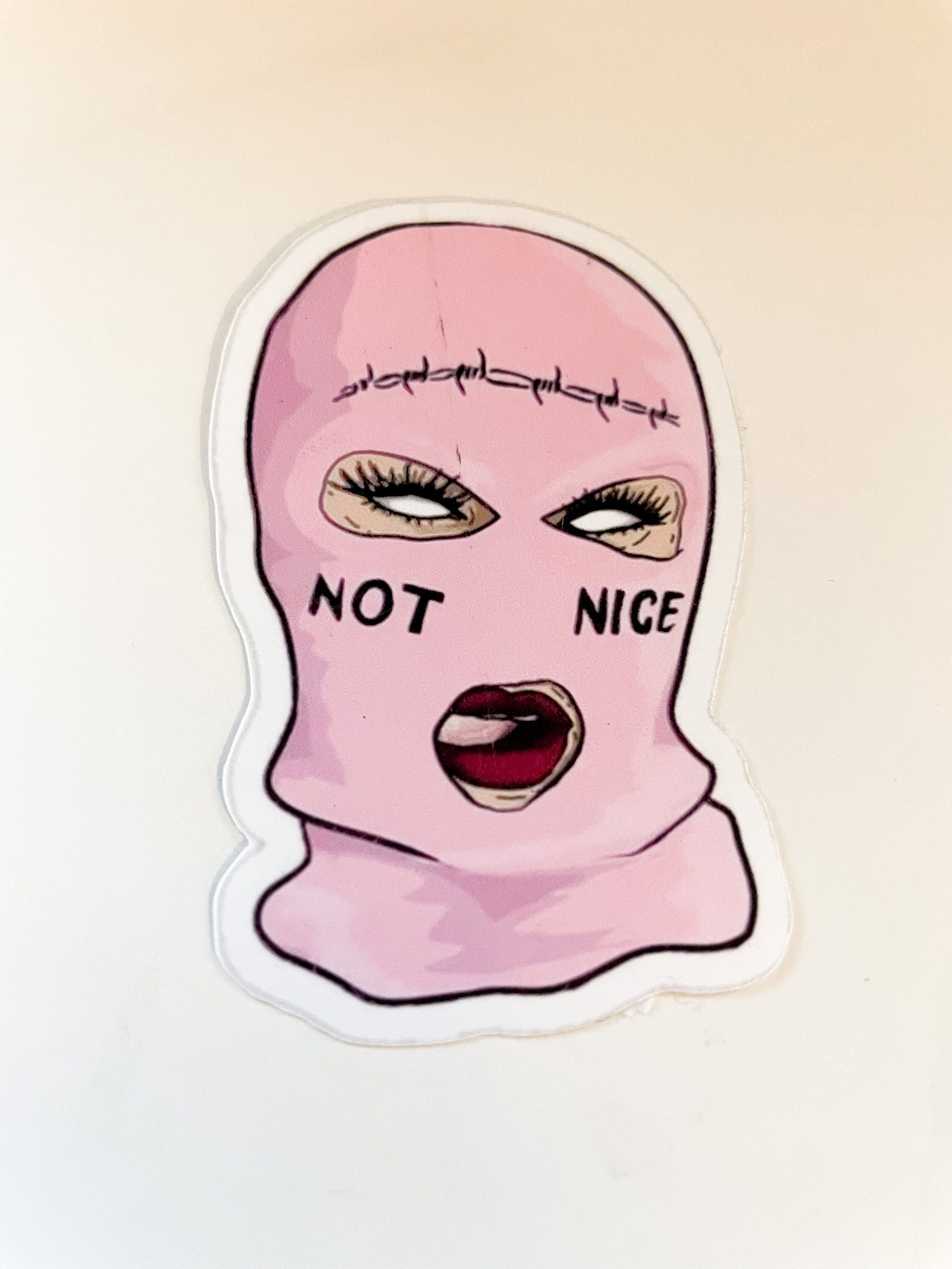 Not Nice Ski Mask Baddie Decal Sticker Pink | Etsy Canada