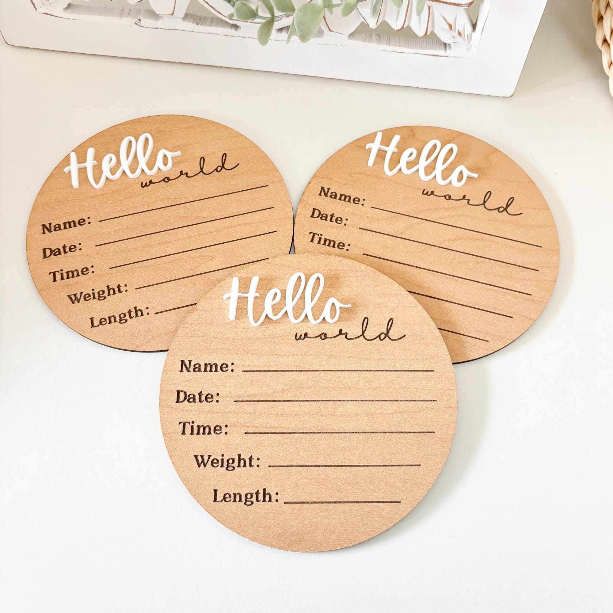 SVG Laser Cut File Hello World Baby Stat Sign | Baby Shower Decor ...