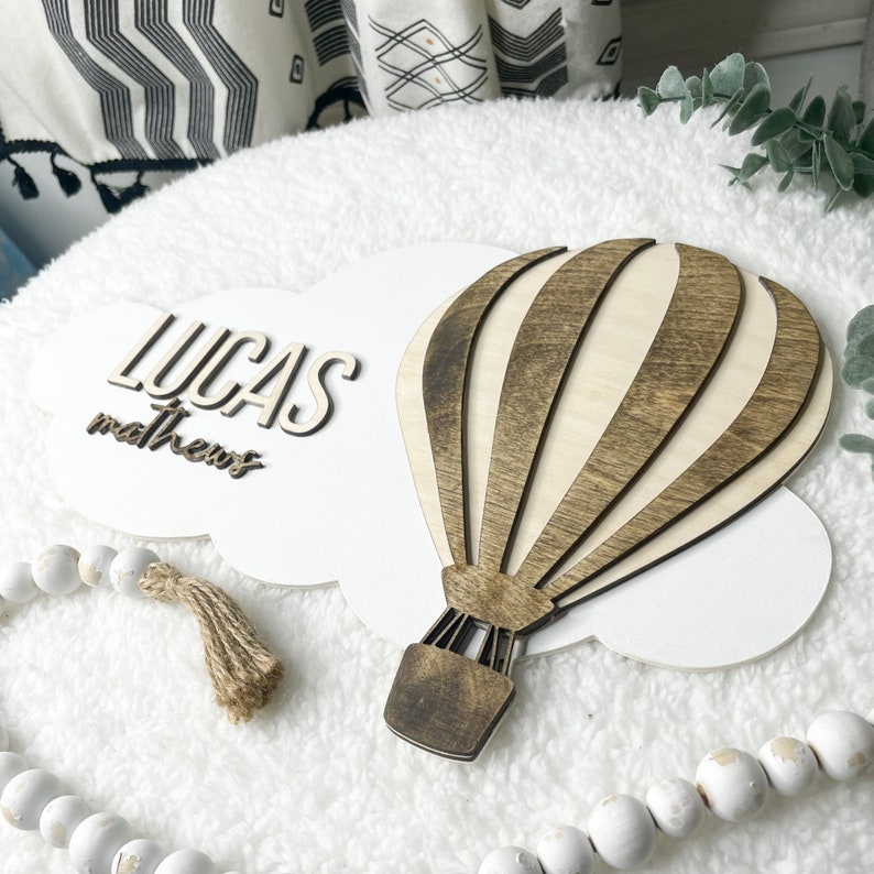 SVG Laser Cut File Hot Air Balloon Children's Nursery Name Sign ...