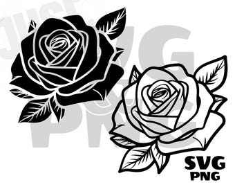 Flower svg, Rose svg, Rose outline svg, Rose silhouette svg, digital download svg, Rose png, Rose Vector, Instant Download