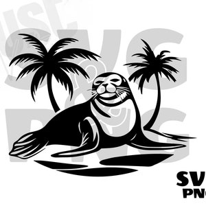 foca Palmera Svg, foca svg, Animal Clipart, Silueta de foca, clip art amante de los animales, Calcomanía de león marino, Descarga digital