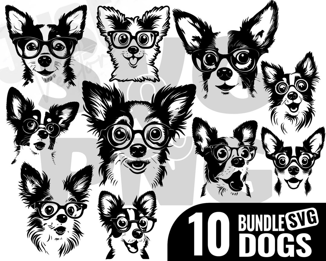 10 Design Dog With Glasses Bundle Svg Dog Glasses SVG Cute - Etsy