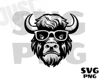 Cool buffalo wearing sunglass svg, buffalo svg, buffalo png, buffalo Clipart, Cool buffalo, buffalo Silhouette, Instant Digital Download