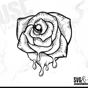 Tropfende Blutrose, Rose Tropf tropfend SVG, Liebe Romantische SVG, tropfende Grunge Rose svg, SVG Cut File, PNG
