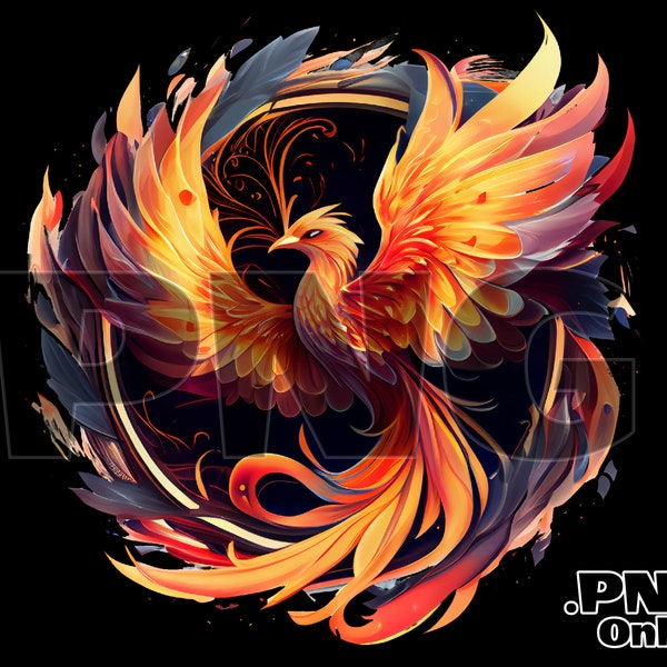 Phoenix Profile PNG, Phoenix Fantasy Clip Art, Phoenix PNG Transparent background, Fire and Flames, Instant downloadable, Digital Art