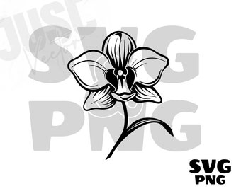 蘭の花 SVG、蘭の SVG、花の SVG、蘭の花のクリップアート、蘭のシルエット、蘭の花のファイル Cricut、インスタントデジタルダウンロード