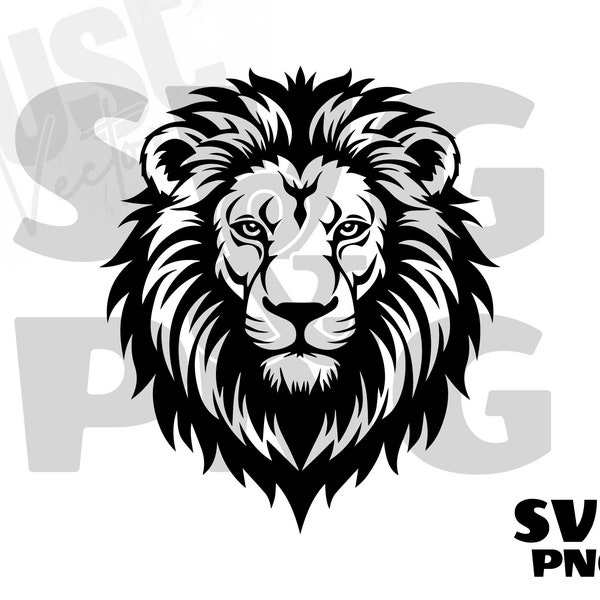 Lion Head SVG, Lion Silhouette, Lion Head Clipart, Lion Cut File, Lion, Mascot Svg Lion Design, Lion Head Outline, Digital Download