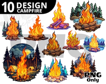 Campfire PNG Bundle, Campfire sticker PNG, Bonfire Clipart, Campfire Clipart, PNG Sublimation Image Transparent Background, sticker png