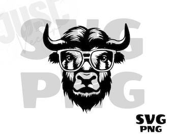 Cool buffalo wearing sunglass svg, buffalo svg, buffalo png, buffalo Clipart, Cool buffalo, buffalo Silhouette, Instant Digital Download