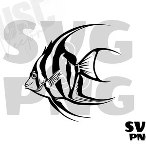 Angelfish SVG, Angelfish Silhouette, Angelfish Clipart, Fish Svg, Fish Clipart, Fish Png Angelfish Png, Instant Digital Download