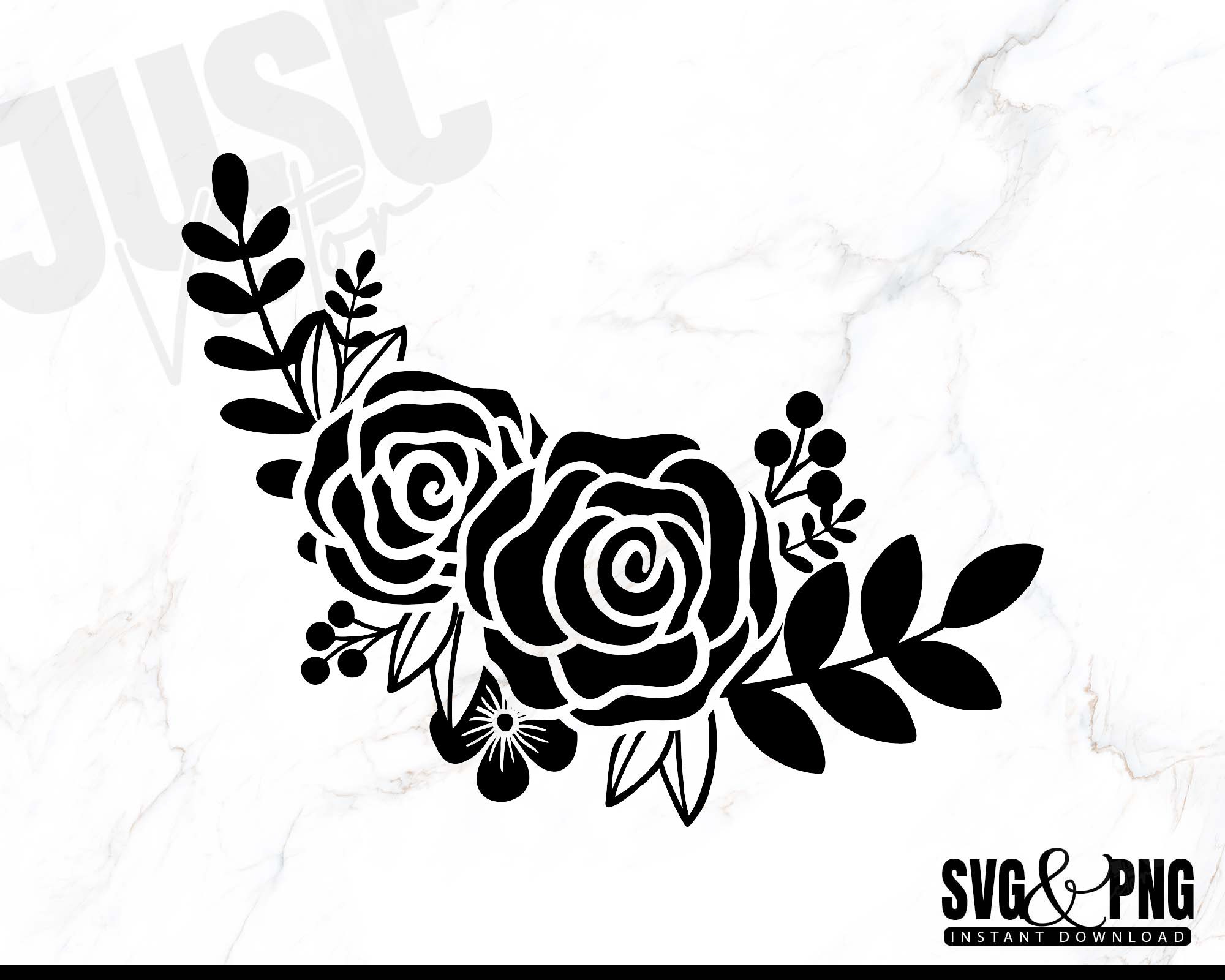 Rose Svg Corner Border Svg Rose Silhouette Floral Corner 