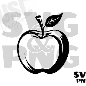 Apple SVG, Apple Silhouette, Apple Clipart, fruit Svg, School SVG, fruit Clipart, fruit Healthy, Instant Digital Download.