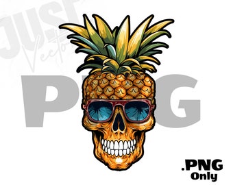 Pineapple Skull PNG, Halloween Party, Tropical Summer, Skull Art, Pineapple Print Art, Summer png, Pineapple Skull, png Sublimation