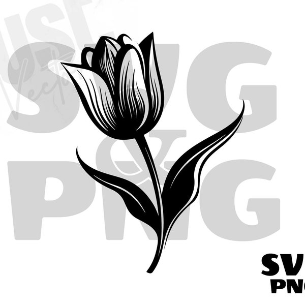 Tulip SVG, Tulip silhouette, Tulip Clipart, Tulip svg for cricut, Tulip vector, Floral Clipart, Flower svg, Instant Digital Download