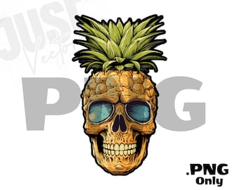 Pineapple Skull PNG, Halloween Party, Tropical Summer, Skull Art, Pineapple Print Art, Summer png, Pineapple Skull, png Sublimation