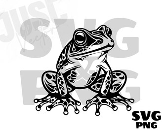 Cute Frog svg, Frog  Clipart, Frog  Silhouette, Frog cut file, Frog png, Instant Digital Download