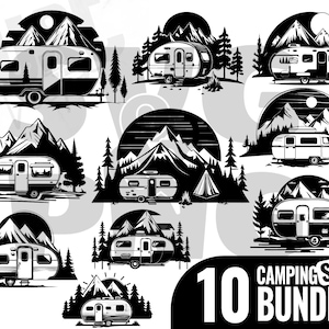 10 design Camper bundle svg, Camping with Mountain Svg, Camper Svg Cut Files For Cricut, printable, Instant Digital Download.