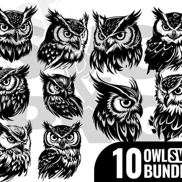 10 design Owl bundle svg, Owl svg, Owl PNG, Lovely Owl SVG, animal face svg, printable, Instant Digital Download.