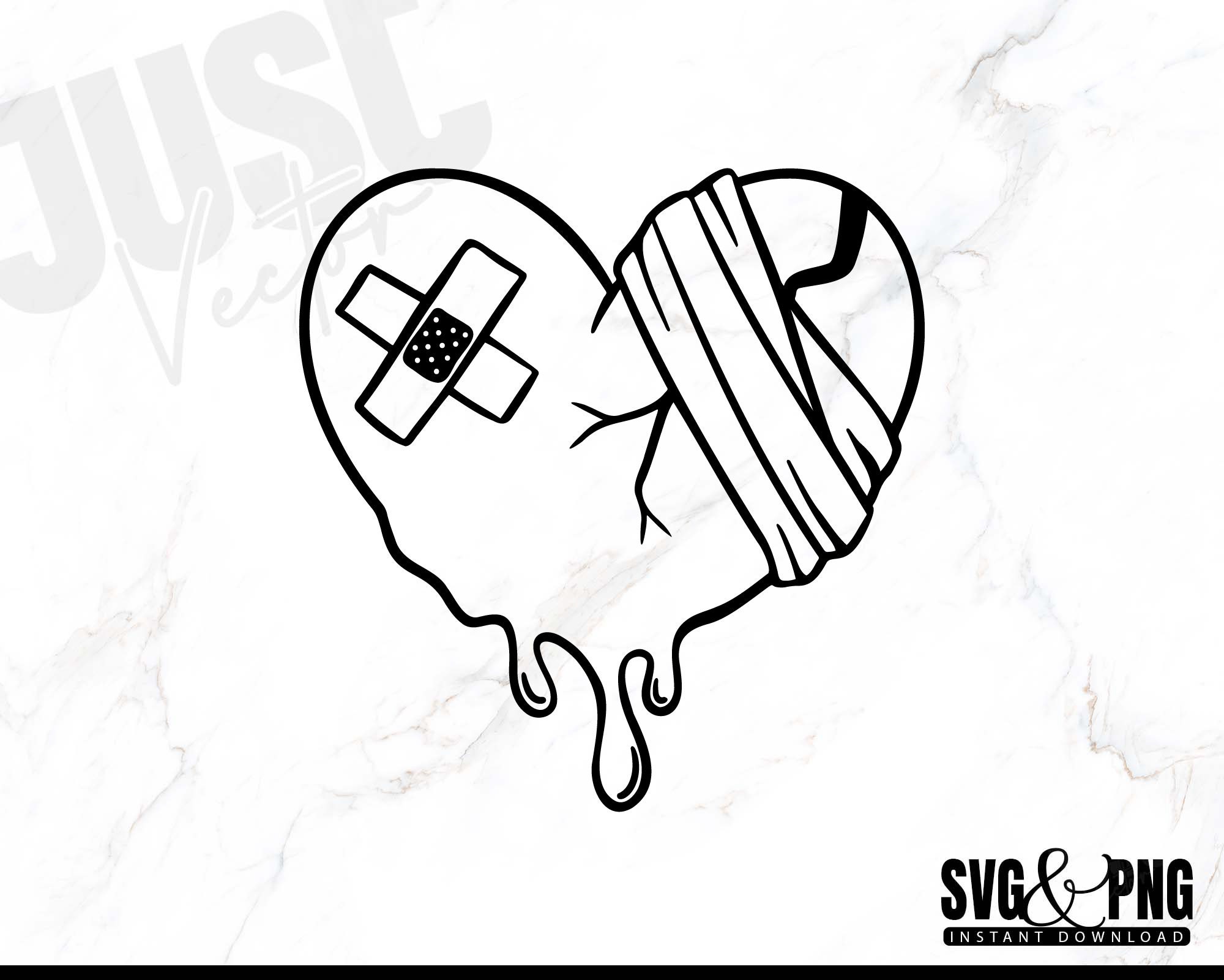 Broken Heart Bandage SVG Drip Blood - Il Fullxfull.3804353382 E5vr 