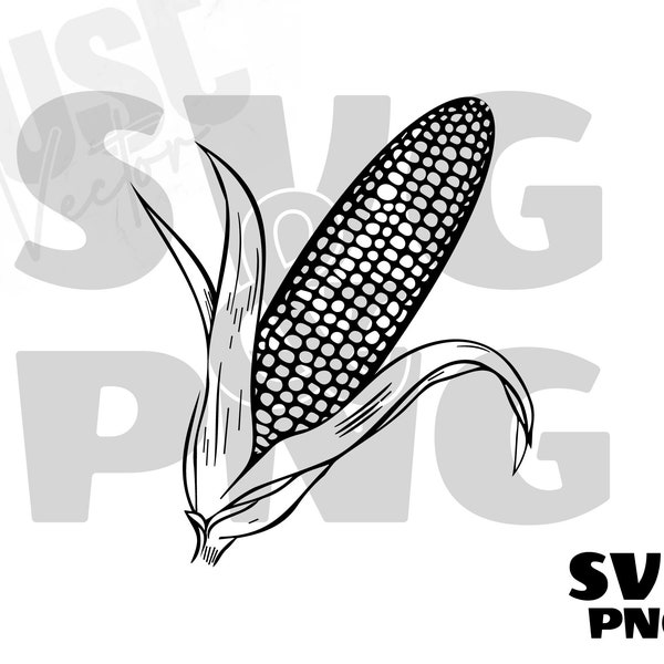 Corn SVG, Corn Silhouette, Maize SVG, Corn Line Art SVG, Corn Clipart, Corn Stalk Svg, corn on the cob, Instant Digital Download