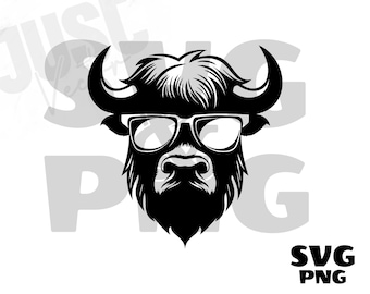 Cool buffalo wearing sunglass svg, buffalo svg, buffalo png, buffalo Clipart, Cool buffalo, buffalo Silhouette, Instant Digital Download