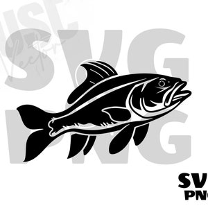 May include: Black and white silhouette of a fish with its mouth open. The fish is facing to the right. The image is on a white background.