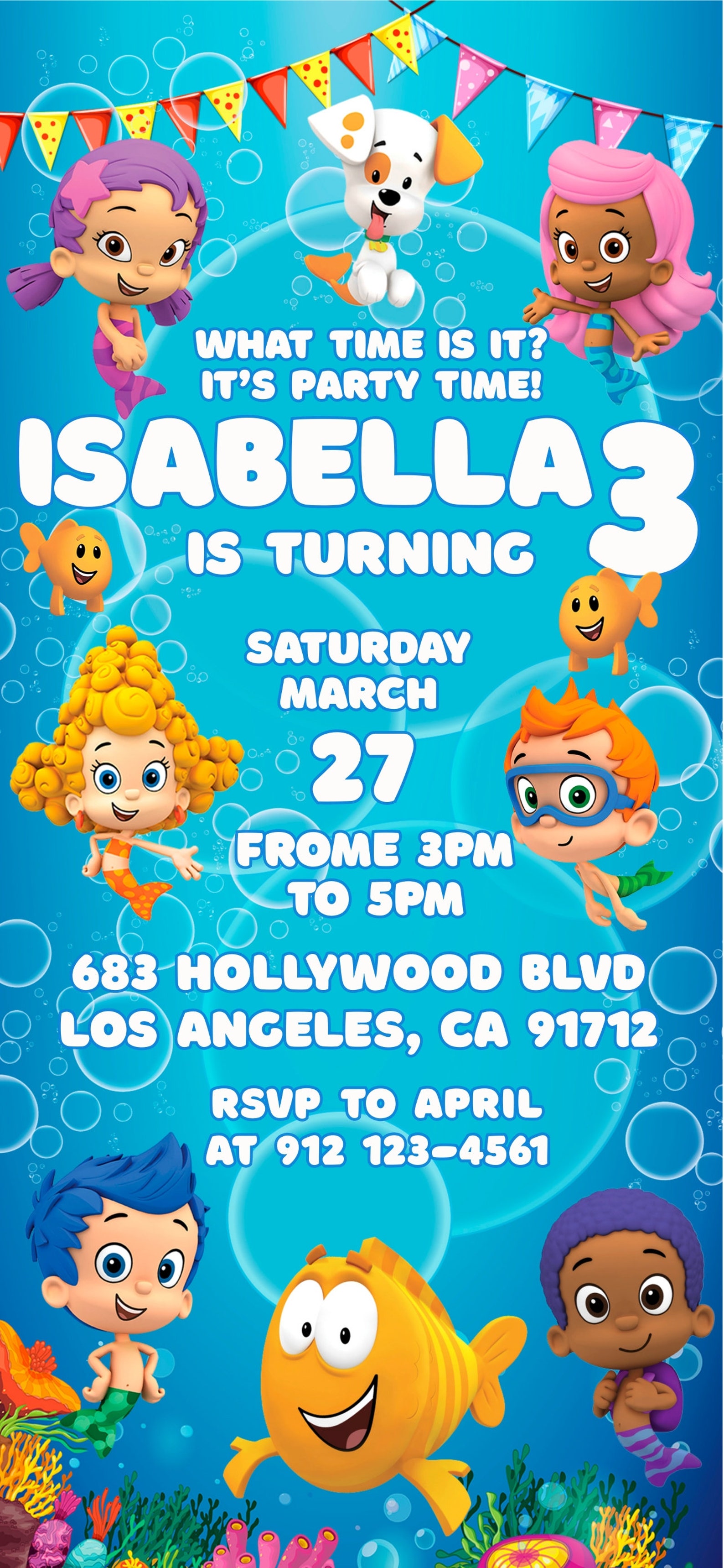 Bubble Guppies editable invitation template Bubble Guppies Etsy
