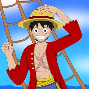 One Piece Parody Orange Kid Cap - Eiichiro Yoda drawing Luffy upside down. (Funny One Piece Parody - High Quality Cap - 1058 - Ref : 1058)