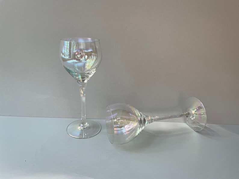 Iridescent Vintage Wine Glasses Set of Two Etsy