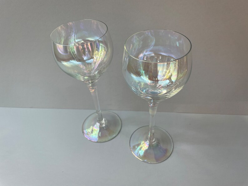 Iridescent Vintage Wine Glasses Set of Two Etsy