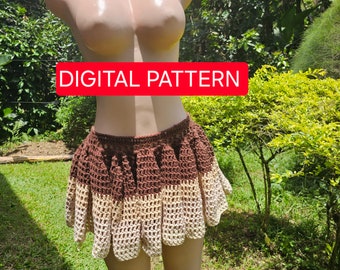 CROCHET RUFFLE SKIRT - crochet skirt pattern- crochet- digital pattern - pdf pattern for skirt- crochet mini skirt pattern- mini mesh skirt