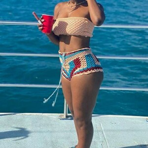 CROCHET SHORT SET - Colorful Summer Beach Crochet Short Set - Swim Wear Cloth - Gift For Wife - Booty Shorts Set - Trendy Beachwear