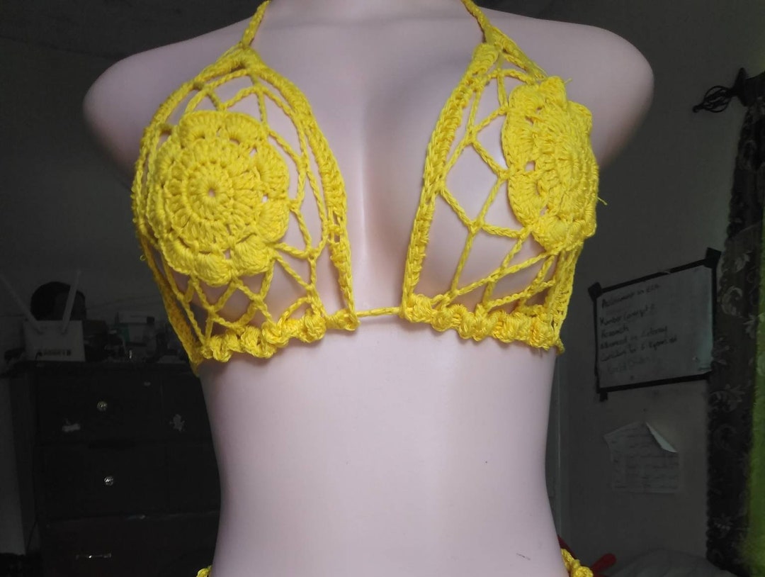 FLOWER BIKINI TOP Crochet Bikini Top Crochet Bralette Flower Crochet