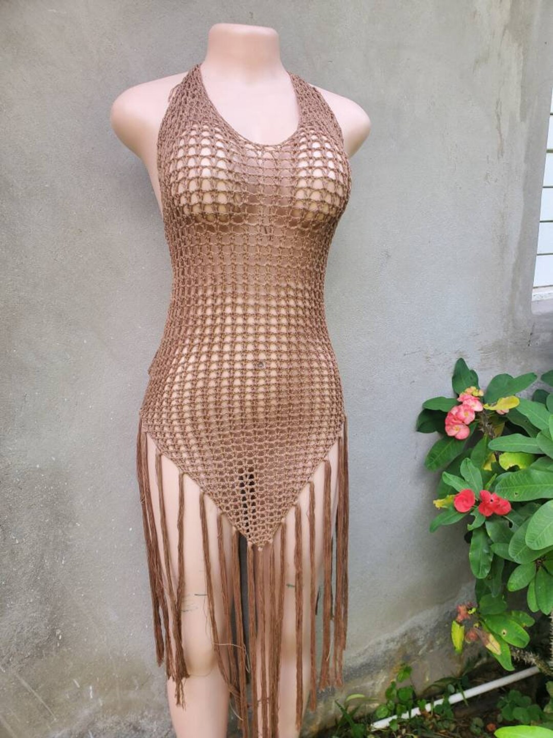 CROCHET COVER UP Crochet Dress Cover up With Fringe Fringe Cover Up Crochet Dress Mesh Dress