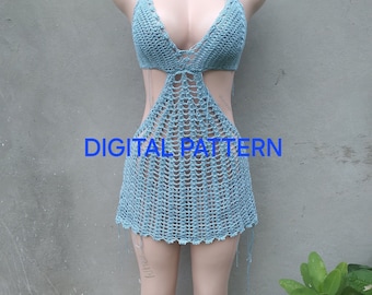 CROCHET DRESS PATTERN- coverup dress pattern - crochet patten - summer coverup crochet pattern- beach dress crochet pattern-digital file
