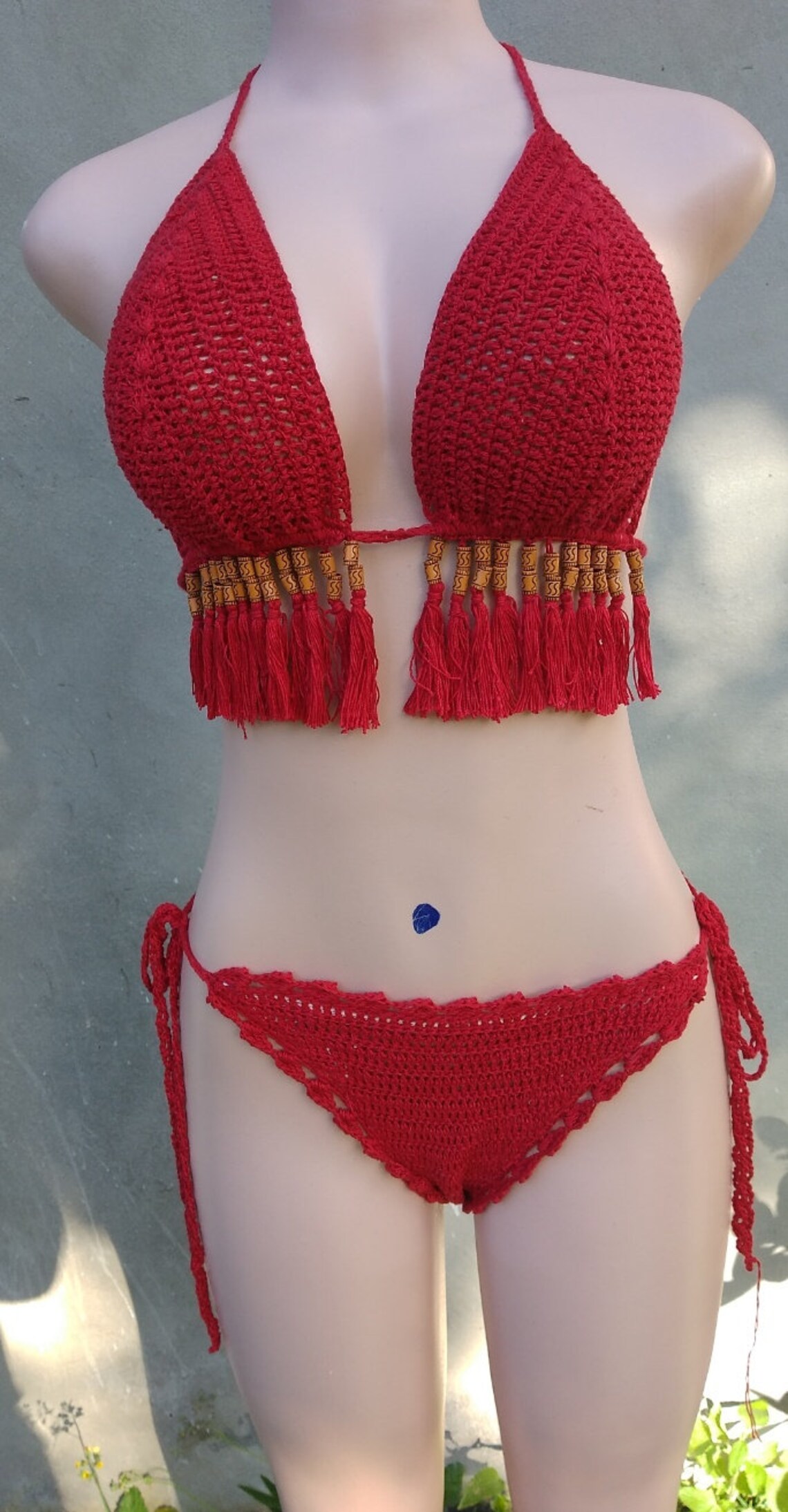 Women Crochet Bikini Set With Fringecrochet Beachwear Gift Etsy