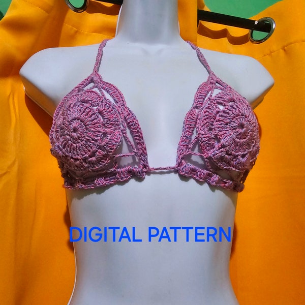 CROCHET BRA PATTERN- crochet bralette pattern- crochet swimwear pattern- Digital crochet pattern - Crochet swimwear bra pattern- crochet pa